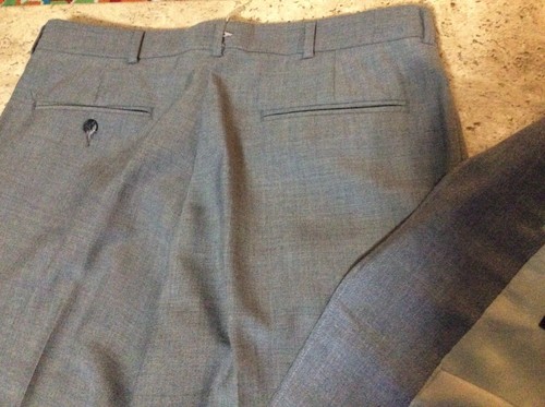Men’s 40 S 34 W Stafford Suit Light Grey Weave Vintage Polyester Short Inseam - Picture 14 of 14