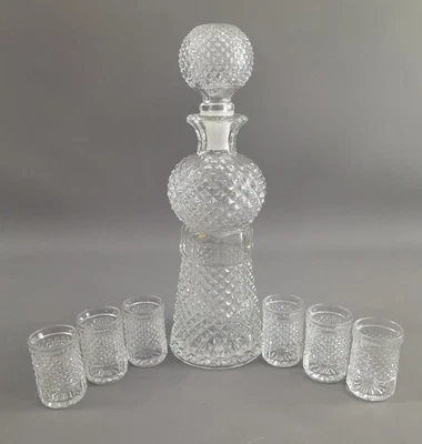 Stölzle Oberglas Austria Österreich Schnaps Ausgießer mit 6x Gläser DEKO Vintage - Bild 1 von 4