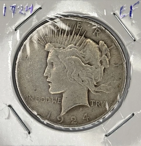 1924 EF Liberty Peace Silver Dollar