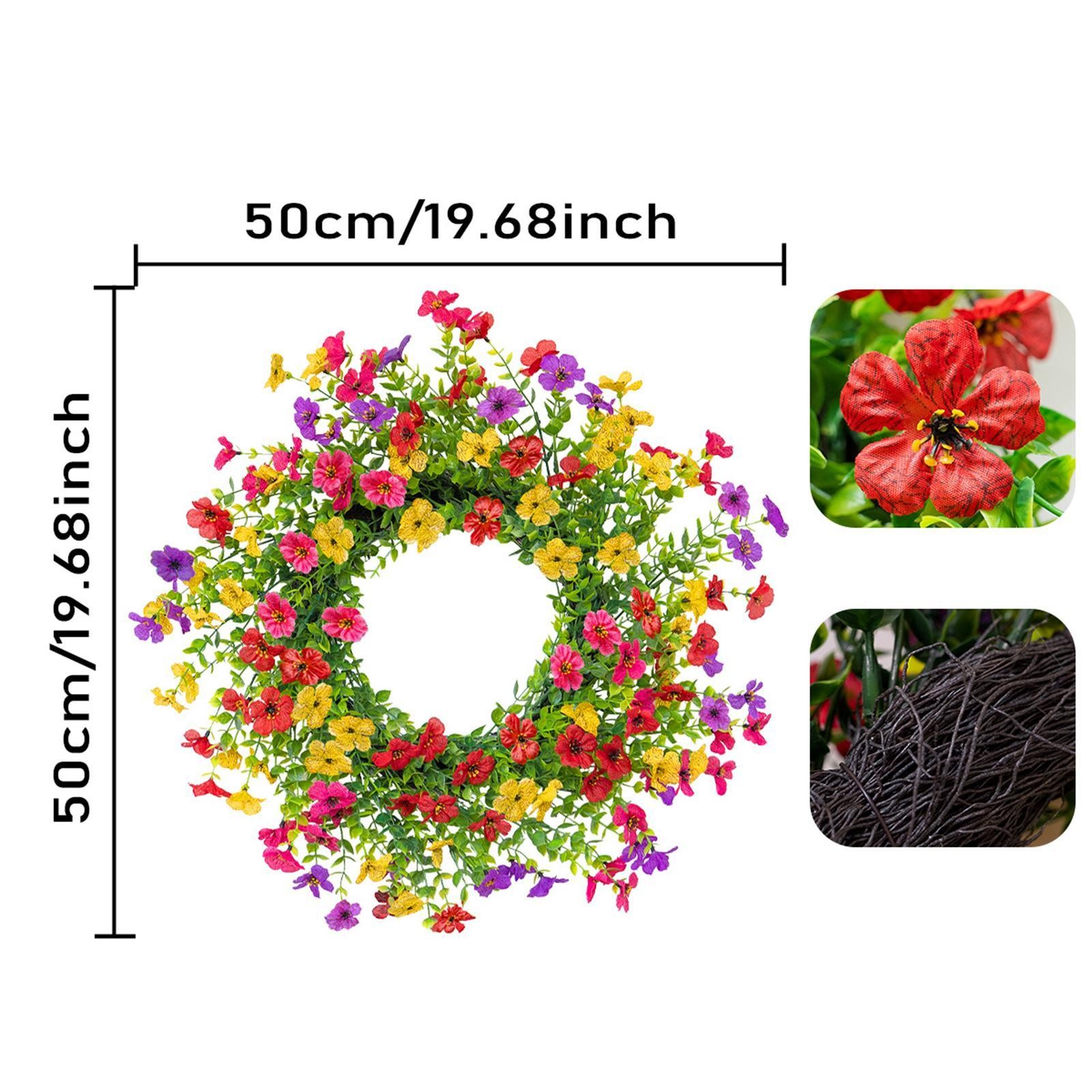 Spring Summer Artificial Flower Wreath for Home Decor Festival Window