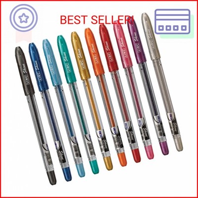 linc Shine Glitter Gel Pen, 10 CT Assorted | 1.0mm Medium Tip Size, Contoured Gr