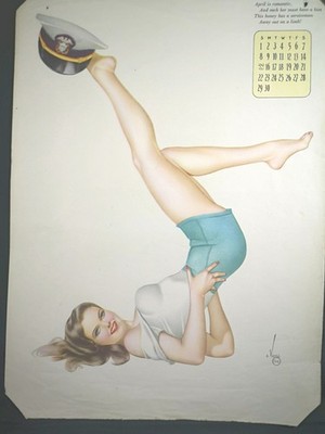 Original April 1946 Pinup, Esquire Calendar Sheet The Varga Girl Vargas, Silly