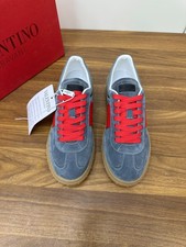 Valentino Garavani Suede Sneakers Gray Red Gum Sole EU 39-44 New With Box