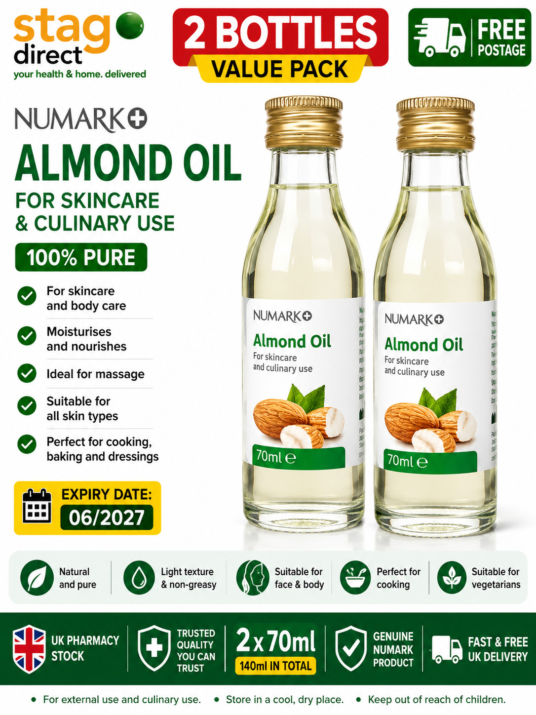ALMOND OIL - 70ML x 2   NUMARK   DANDRUFF SCALP