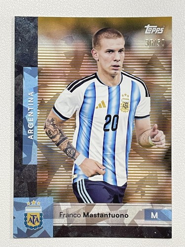 Franco Mastantuono 2025-26 Topps Argentina Team Set Gold Icy Base /50 #8