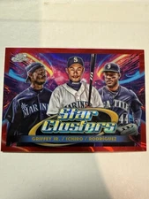 2025 Topps Cosmic Chrome Star Clusters Griffey Jr Ichiro Rodríguez Red /5 SSP