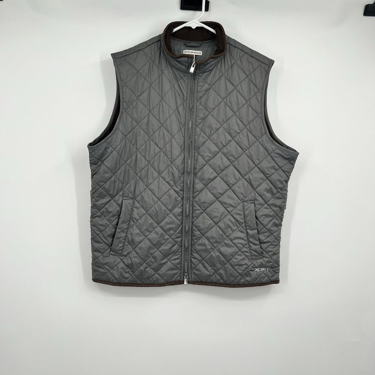 Mens Peter Millar XOJet L Gray Hudson Zip Quilted Vest