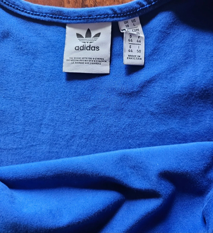 Vestido sin mangas AZUL Adidas ORIGINALS para mujer con correa de espagueti grande estilo L GD2337 Foto 3 de 4