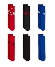 Nike Everyday Cushioned Crew Dri-Fit Kids Socks 6-Pairs Multi-Color Small 3Y-5Y