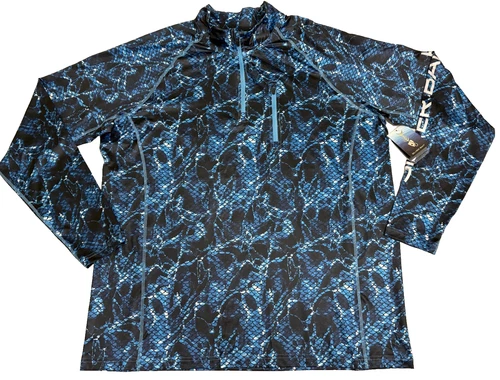 Silver Bait Fishing Shirt Mens Size XL Blue 1/4 Zip Long Sleeves Zip Pocket NWT