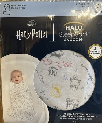 New Halo Sleep Sack Swaddle Small 3-6M Harry Potter Wizarding Print Cotton