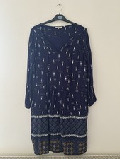 White Stuff Navy Patterned Lined Summer Dress Size 14