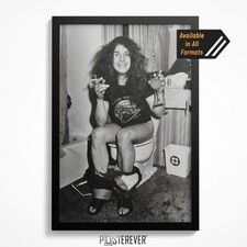 Ozzy Osbourne 1978 Bathroom B&W Photo Poster | Funny Heavy Metal Humor Wall Art