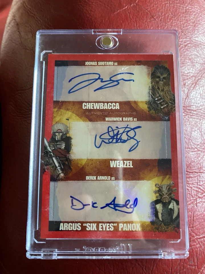 2018 Solo Star Wars Chewbacca, Weazel, Panox Triple Autograph Auto TA-SDA 1/1 - Image 4 of 4
