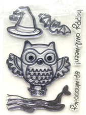 New 6 Piece Halloween Clear Stamp Set Unbranded 4 Stamps and 2 Sentiments