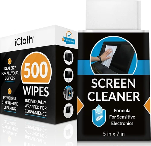 Large Screen Cleaning Wipes for Electronics, Lint-Free and Streak-Free, Fast-Dry