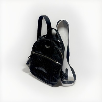 GUESS Mini Backpack Vintage 90s Black Leather Small Purse Handbag