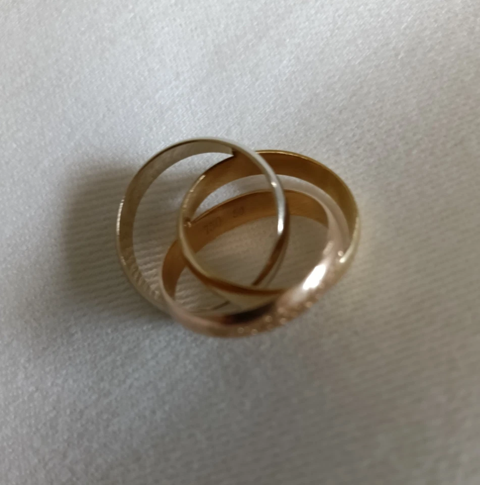 Anillo Cartier Trinidad Mujer Tri Color Talla 5 EE. UU. Auténtico 💯% Oro Rosa y Blanco Foto 2 de 4