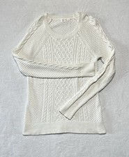 Gap Sweater Women s Small Long Sleeve Cable Knit Round Neck Cream Ivory