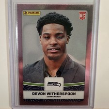 2023 Panini NFL Sticker Devon Witherspoon #75 Rookie Purple 10/25 Seahawks RC SP
