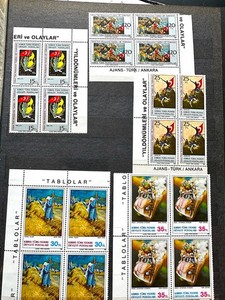 1983 Turkish Rep. of Northern Cyprus Comp. Set Paintings in Blk of 4 MNH, OG