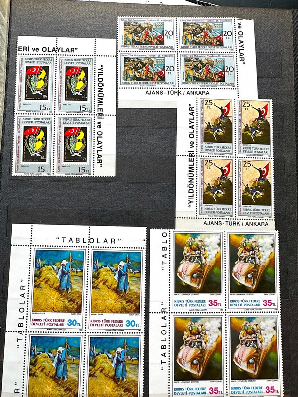 1983 Turkish Rep. of Northern Cyprus Comp. Set Paintings in Blk of 4 MNH, OG