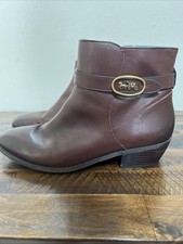 Coach Brown Leather Boots G4390 Is 9.5 B Zip Side