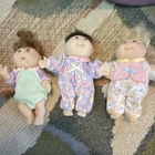 Cabbage Patch Kids Baby Dolls Lot of 3, 8in Cloth & Plastic, Blue Eyes