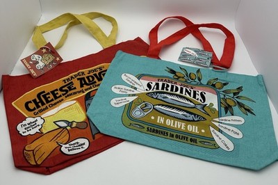 Combo Trader Joe's Cotton Canvas (Sardines) & (Cheese Tote Bag)
