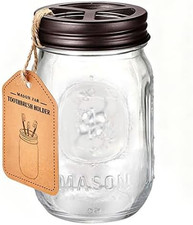 Mason Jar Toothbrush Holder, 16 Ounce Mason Jar, Bronze