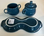 Fiesta Juniper Sugar & Creamer Set w/ Tray Open Box First Quality Retired Color