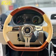 JDM Classic Vintage D-Shape Wooden Sports Steering Wheel Universal Fit