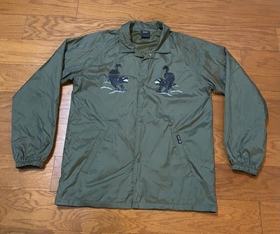 HUF Worldwide Nylon Jacket Green Men Size Large Excellent Condition