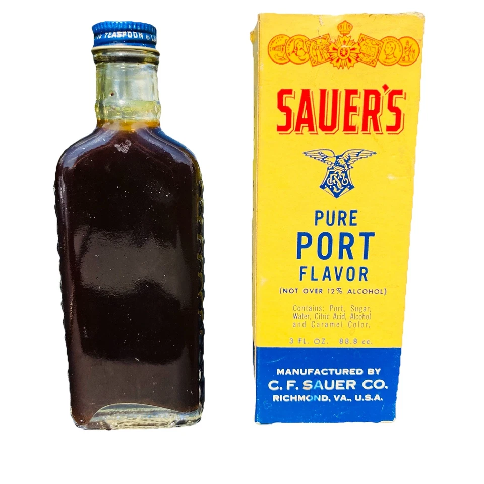 Vintage Sauer’s Pure Port Flavor Extract Bottle & Box 3oz Richmond VA - Image 4 of 4
