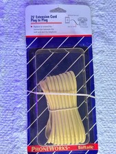 Vintage Beige 25 Foot Phone Extension Cord Wall Plug To Plug Cable Wire