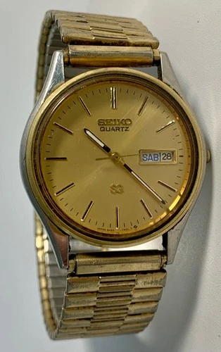Vintage Men's Seiko Watch 5H23-7B79 Gold Tone Day Date (For Parts Or Repair)