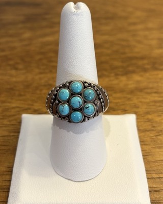 Vintage Grober Barse Türkis Sterlingsilber Ring Größe 8,75