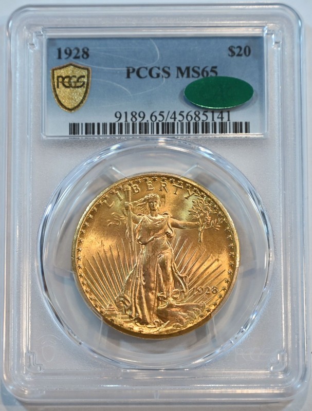 1928 US Gold $20 Saint-Gaudens Double Eagle - PCGS MS65  CAC!!!