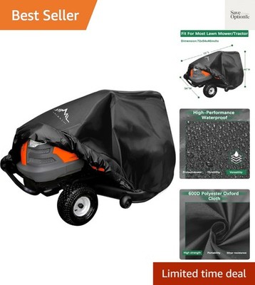 Waterproof Riding Lawn Mower Cover - Heavy Duty & UV Resistant, 72''L x 54''W