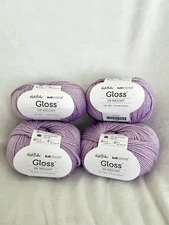 Lot of 4 Knitpicks Gloss DK in lilac mist 50g balls merino silk blend yarn
