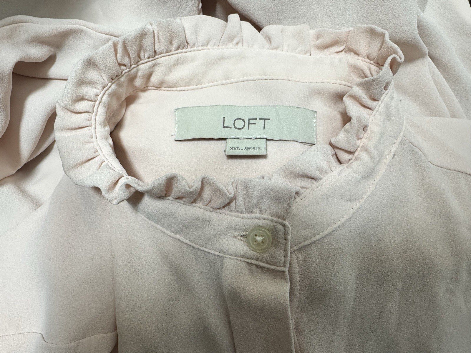 Loft Button Down Blouse Ruffle Neck Long Sleeve P… - image 7