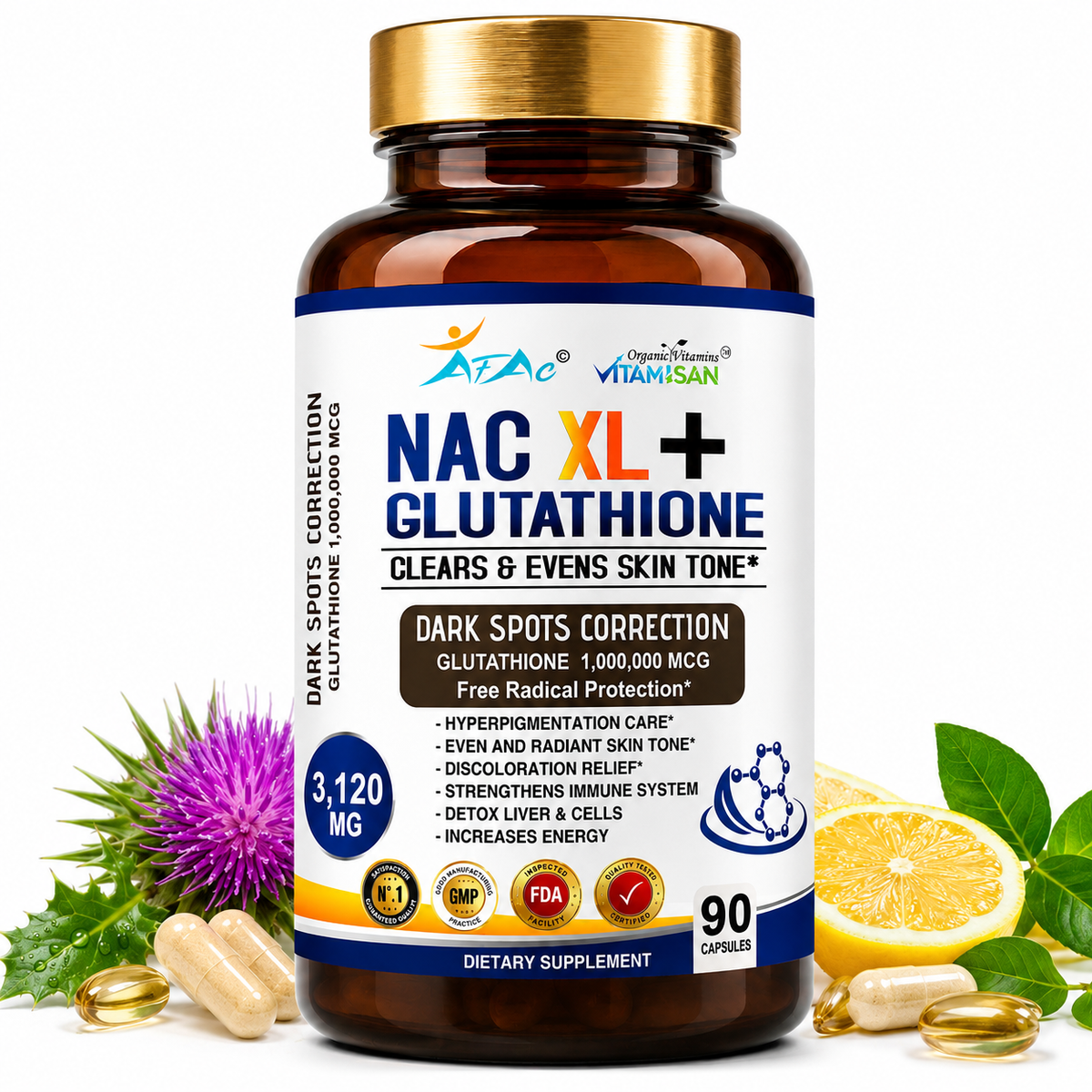 gmp certified glutathione tablets We Like Vitamins NSF Supplement 500mg - 60 Capsules of Reduced L-Glutathione for Antioxidant & Immune Support NAC XL + Glutathione 3120mg