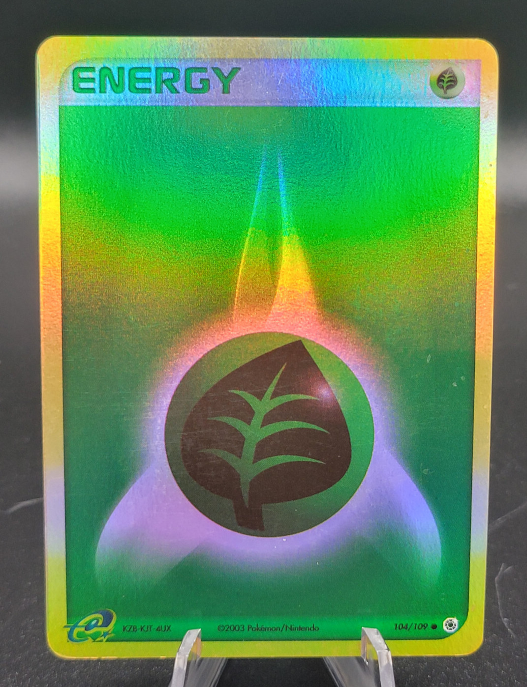 Pokémon 2003 Grass Energy 104/109 Ruby & Sapphire Reverse Holo LP Card