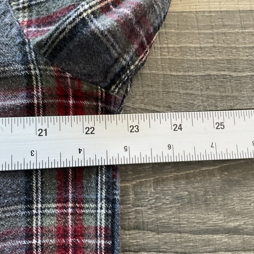 LL Bean Scotch Plaid Flannel Shirt Men’s MEDIUM Grey Stewart Red Black 228061 - Picture 6 of 8