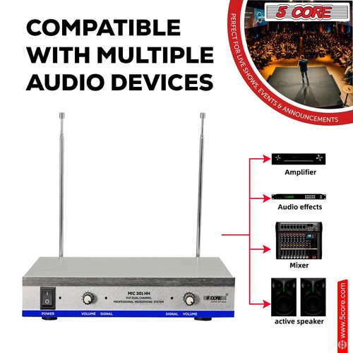 Micrófonos inalámbricos de 5 núcleos con auriculares solapa solapa micrófono DJ UHF sistema de micrófono - Imagen 17 de 32