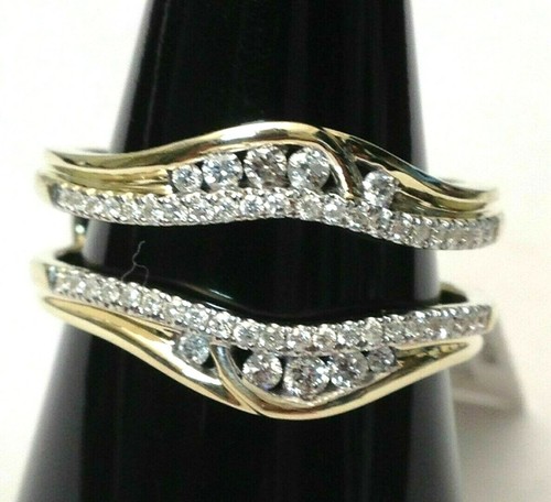 DEAL! 0.24 Ct 10K Yellow Gold Real Diamond Enhancer Ring Guard Wrap Wedding Band - Picture 6 of 10