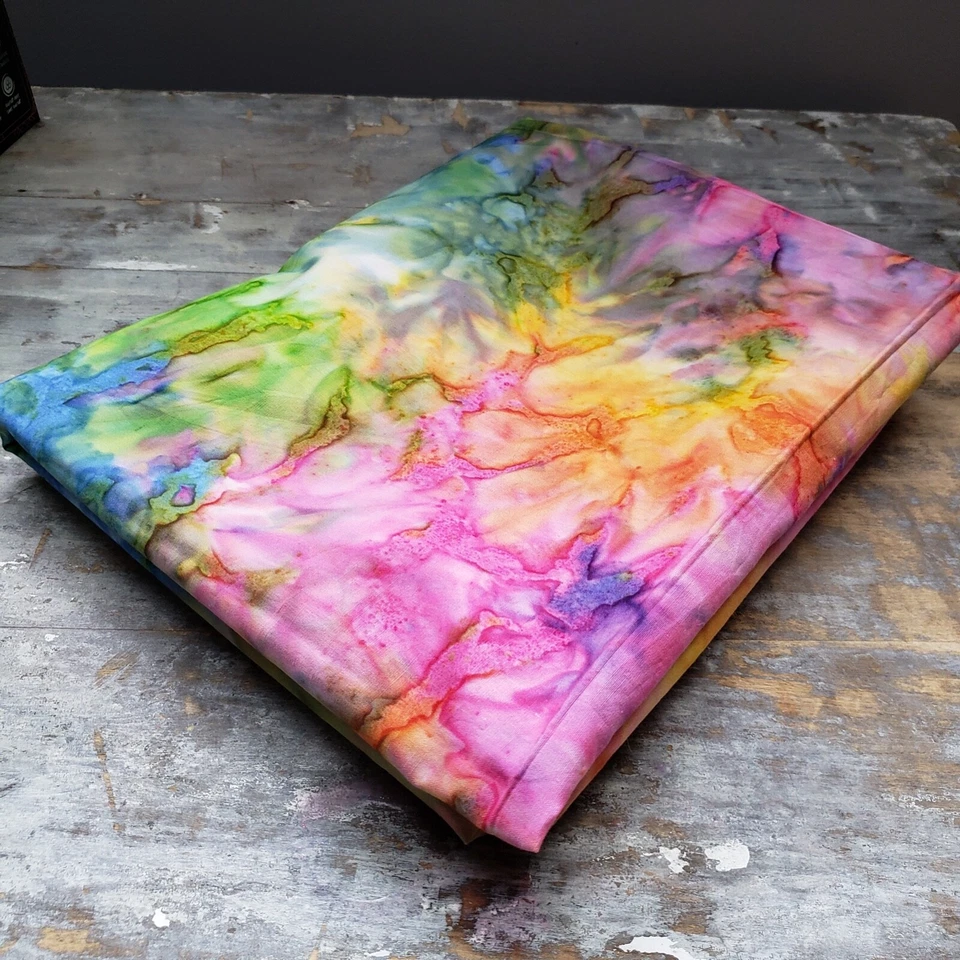 Vintage Rainbow Colors Tie Dye Lightweight Cotton Fabric 2y X 44" Gorgeous - Image 2 of 4