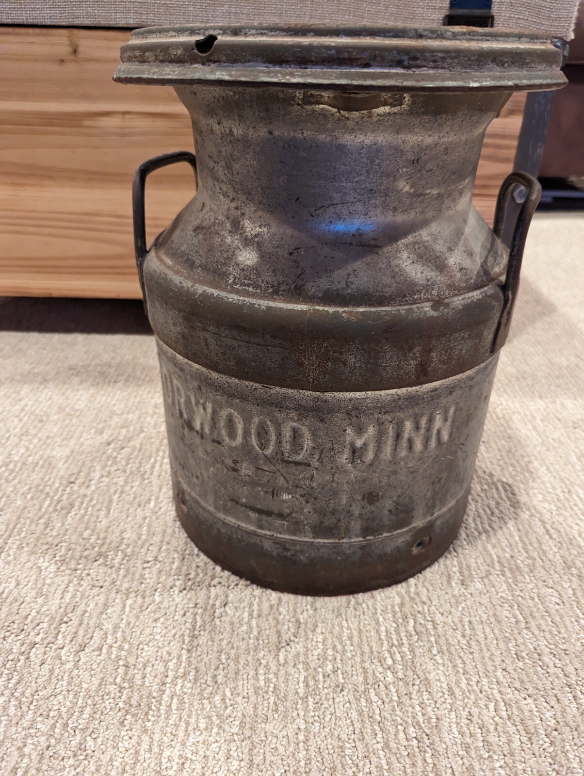 Small Vintage Gallon Steel Milk Can with Lid Oak Grove Dairy Norwood