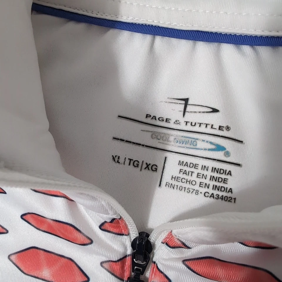 Club de Golf Page and Tuttle Para Hombre XL Blanco Naranja Estampado Geométrico Celebración Foto 3 de 4