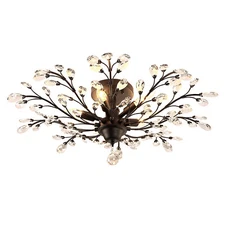 Vintage Crystal Pendant Lamp Chandelier Flower Ceiling Light Fixture Bedroom